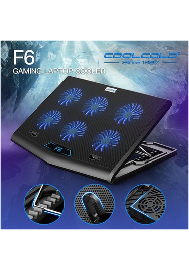 Notebook Laptop Soğutucu Stand Yükseklik Hız Ayarlı 6 Fanlı 2 Usb