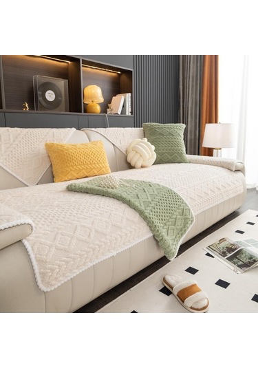 Kırık Beyaz Oturma Odası İçin Kanepe Kapakları  Köşe Kanepe Havlu 90x120cm