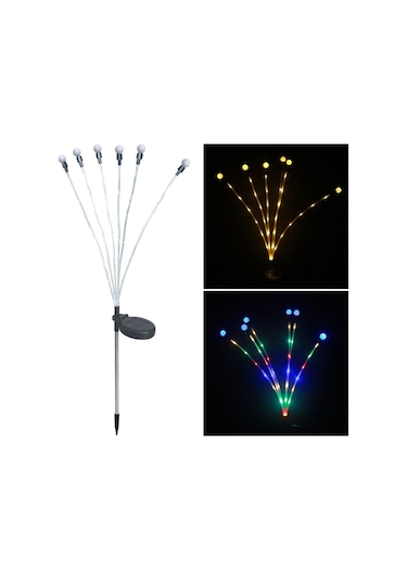 Cbtx Cıs-57818 2 Adet 6-led Güneş Enerjisi Ateşböceği Işık Su Geçirmez Bahçe Çim Sallanan Lamba Peyzaj Dekor - Sıcak Beyaz Diğer