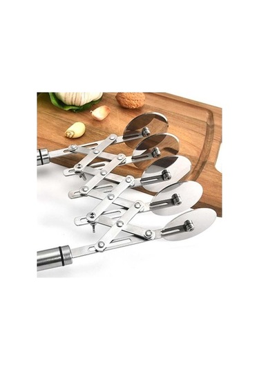 Novahub Paslanmaz Çelik Pizza Kesici 5 Tekerlekli Rulo Hamur Bölücü, Ev-mutfak Aracı Gümüş