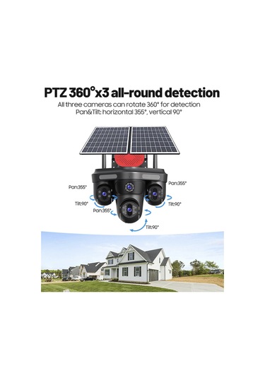 Çift Solar Panelli 20mp 4g Sım Ptz Kamera, Btk Kayıtlı 4x Lens Aı Takip