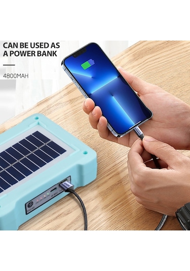 Cbtx Açık Güneş Kamp Işığı Taşınabilir Acil Çalışma Tamir Lambası El Feneri Mavi