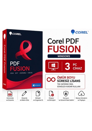 Corel Pdf Fusion Windows - 3 Pc Ömür Boyu Süresiz Dijital Kod