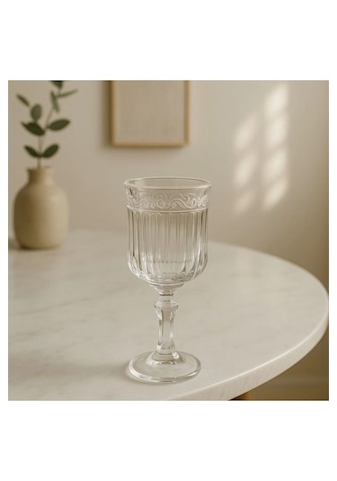 6 Lı Cam Ayaklı Kahve Yanı Su Bardağı Bardak 75ml şeffaf