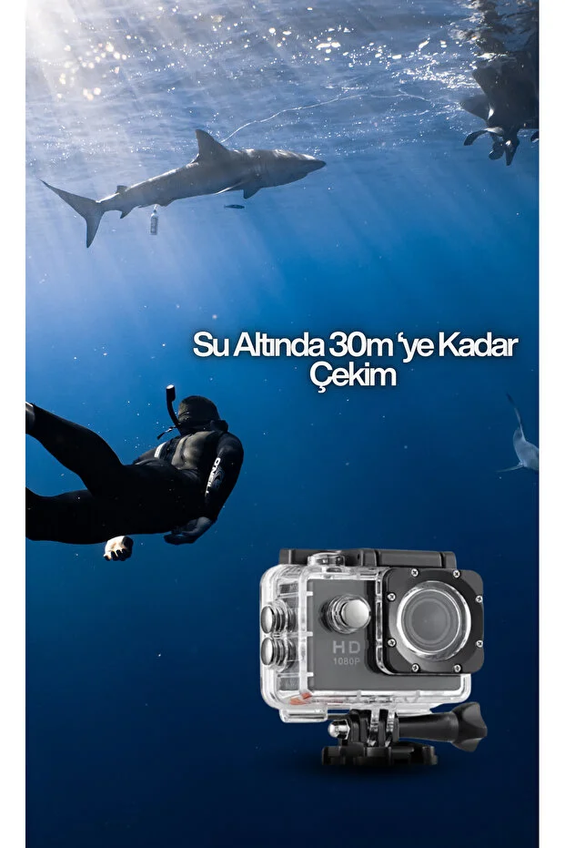 1080p Su Geçirmez Aksiyon Kamerası Maceralarınızı Ölümsüzleştirin - Sd Kart Hedıyelı Siyah