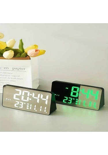Willowhaven Siyah Beyaz Işık Usb Aynalı Led Dijital Saat - Dokunmatik Ses Kontrollü Beyaz Işıklı Siyah