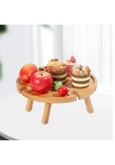 Dolıty Mini Piknik Masası Şarap Cam Tutucu Ile Ahşap Aperatif Gosterildigi Gibi Çok Renkli