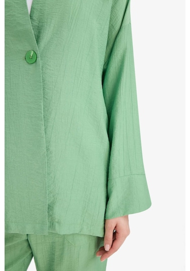 Defacto Relax Fit Krinkıl Kumaş Uzun Kollu Kimono Tunik E1109ax25smgn769 Yeşil