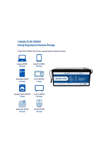 Power-xtra 12.8v 200ah Lifepo4 Lityum Akü - Ekranlı