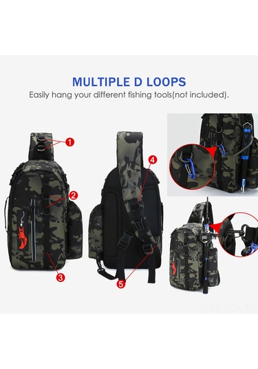 Xindoker Scorpion Camouflage Balıkçılık Çantası - Çok Fonksiyonlu Askılı Çanta, Bot Ve Malzeme Taşıma, 600d Nilon Malzeme