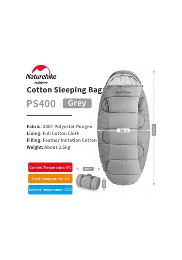 Naturehike Ps400 Oval Ultralight Uyku Tulumu -12 C Cloudy Grey Cloudy Grey - Right Gri