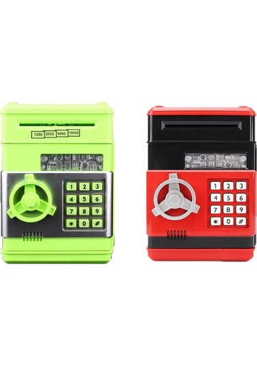 Tongxida Şifreli Kasa Çocuk Tasarruf Makinesi, Kırmızı-siyah Renk