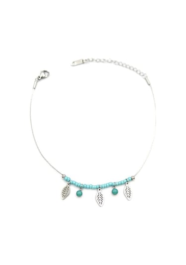 Royaleks Boncuklu Yonca Halhal - Gümüş Çok Renkli