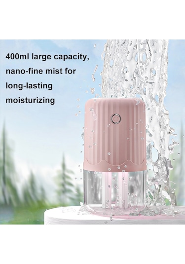 T06 Büyük Kapasiteli Atmosfer Gece Lambası Ev Tipi Çift Sprey Hava Nemlendirici, Renk: Beyaz Pil