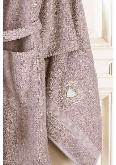 Güvenal Pamuxu 8 Parça Bornoz Seti Bornoz Takımı Çeyiz Seti 3 Kahverengi