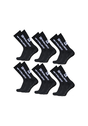 Springsun Profesyonel Futbol Çorapları, Silikon Süspansiyonlı, Kayma Engelledi, Spor Antrenman Ve Maç İçin, Siyah 6 Çift Paketi Siyah