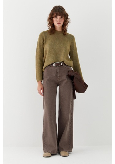 Yüksek Bel Palazzo Pantolon Kahverengi Kahverengi