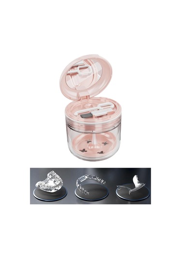 Dolıty Protez Çantası Tutma Ortodontik Kupası Seyahat Için Pembe