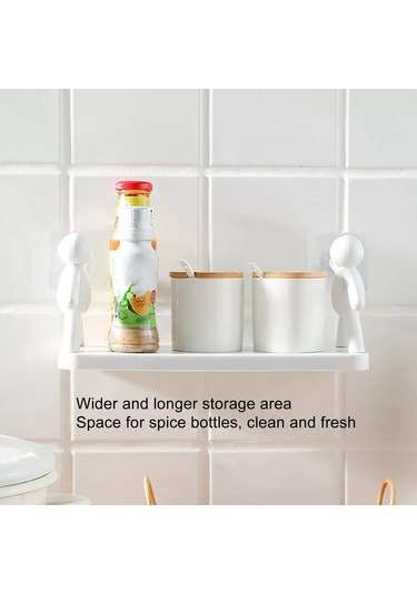 Sones 2 Adet Küçük Kişi Şekli Basit Duvara Monte Vakumlu Raf Banyo Kozmetik Depolama Beyaz