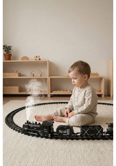 Işıklı Ve Sesli Buharlı Tren Set 15 Parça