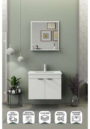 Biani Fix Arya 75 Cm Banyo Dolabı,Seramik Lavabolu, Aynalı,Lavabo Dahil,Mdf,Mat Beyaz Biani Fix Arya 75 Cm Banyo Dolabı,Seramik Lavabolu, Aynalı,Lavabo Dahil,Mdf,Mat Beyaz