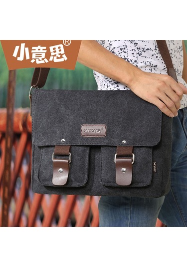 Teltree Erkekler İçin Şık Ve Dayanıklı 13 İnç Siyah Kanvas Omuz Çantası, Okul Ve Günlük Kullanım İçin İdeal. Gri