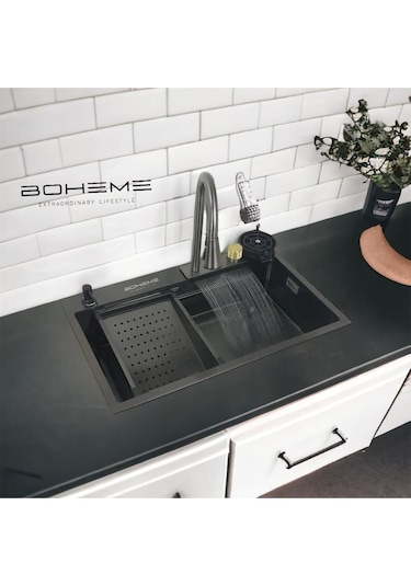 Boheme Teknolojik Eviye Seti Şelale, Çelik Batarya Mutfak Evyesi 3 Fonksiyonlu Bataryası Dahil Diğer