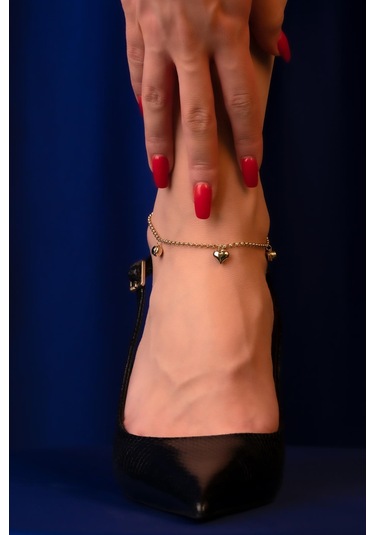 14 Ayar Altın Kalp Ve Göz Sallantılı Halhal Hal0013 Sarı