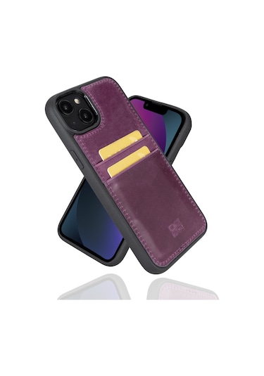 Bouletta Apple Uyumlu iPhone 14 Plus Deri Arka Kapak Fxcp Cz7 Mor