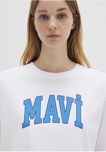 Mavi - Mavi Logo Baskılı Kadın Tişört 1600843-70000 - Beyaz