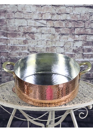 El Dövmesi Derin Bakır Tencere 21 CM