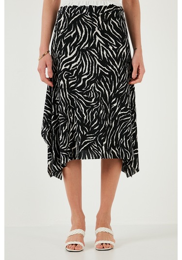 Lela Desenli Volanlı Midi Boy Bayan Etek 5869010 Zebra