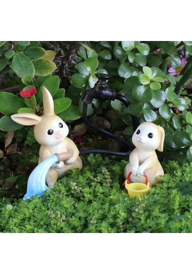 Lijinxu Reçine Heykel El Sanatları Tavşan Heykeli Mikro Manzara