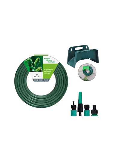 Venoa Meteor Vnr40 Kırılmaz Örgülü Bahçe Su Hortumu Askılı 40 Mt 6 Parça