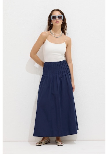 Manuka Nervürlü Vual Etek Lacivert