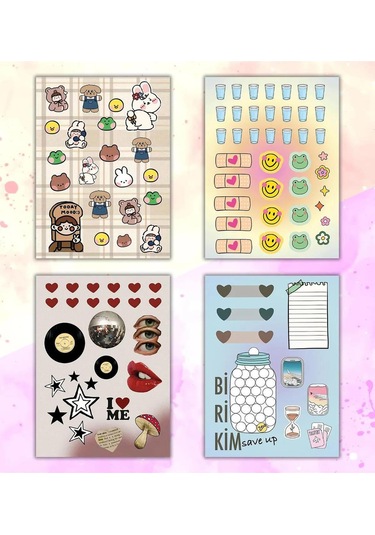 Vintage My Dıy Sticker Book 24 17 Cm 16 Sayfa Özel Tasarım Rengarenk Sticker Kitabı Çok Renkli