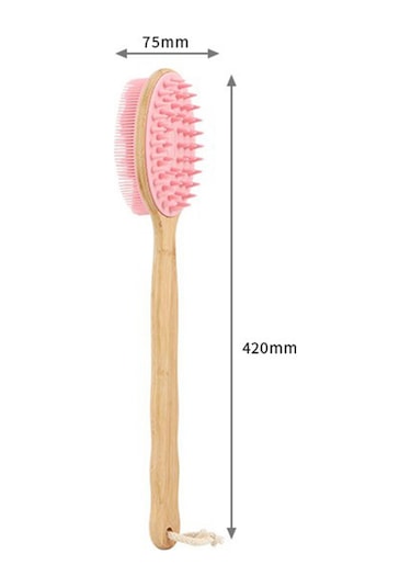 Suntek Duş Fırçası Bambu Sırt Scrubber 42cmx7.5cm-kırmızı