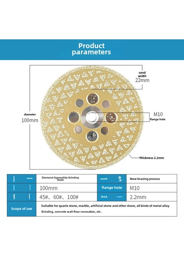 Suofeng Cuanxing El Fırçası Taşlama Diski - Mermer, Kuvars, Granit Yenileme Ve Kesim İçin 10cm 100 İnce Zımpara