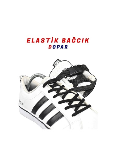 Pratik Yassı Elastik Ayakkabı Bağcığı Tak Bırak 120 CM Siyah