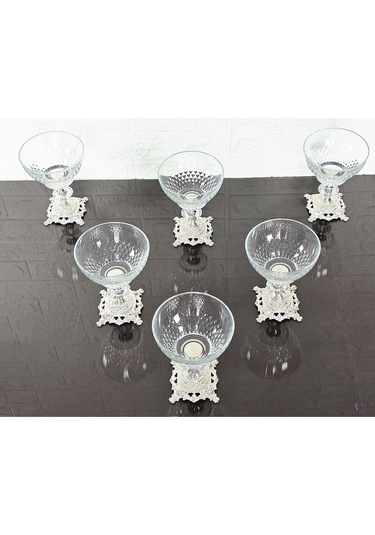 Paşabahçe Serisi Infınıty Kase & Magnolıa Kase & Dondurmalık & Şekerlik Kare Gümüş Döküm Ayaklı Naturel