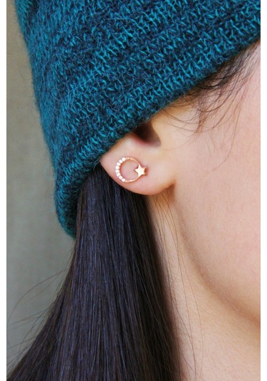 Argentum Concept - Ay Yıldız Motifli Gümüş Küpe - K073201