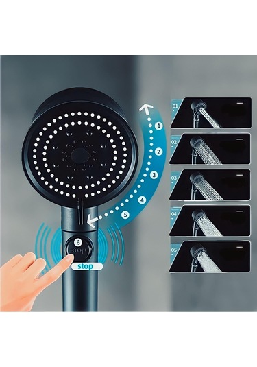 Qianfan 5 Fonksiyonlu, Su Tasarruflu, Turbo Fan Çarklı Yüksek Siyah