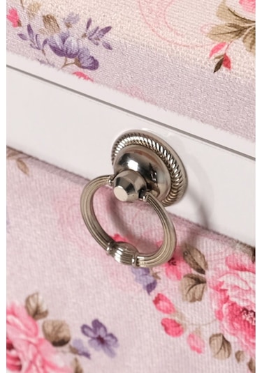 Mistik Home Rose Katlanır Dolaplı Ütü Masası Beyaz Gövde, Pembe Çiçek Desenli Beyaz/pembe