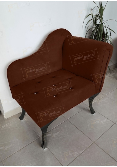 Yeni Model Ters Kol Tekli Köşe Koltuğu Josefin Bench Siyah Ayak Kahve