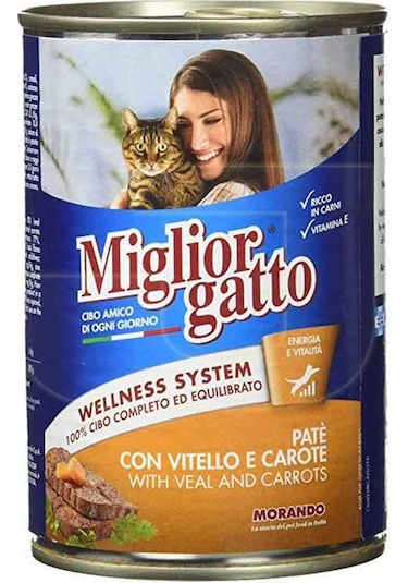 Miglior Gatto Dana Etli ve Havuçlu Konserve Yetişkin Kedi Maması 405 G