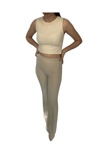 Barrels And Oil Kadın Kaşkorse Kolsuz Crop Body-Taş (526847181)