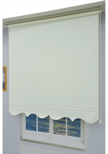 Kalın Keten Stor Zebra Güneşlik Perde Etekli Alüminyum Kasa & Boru, Ithal Kumaş Ekru