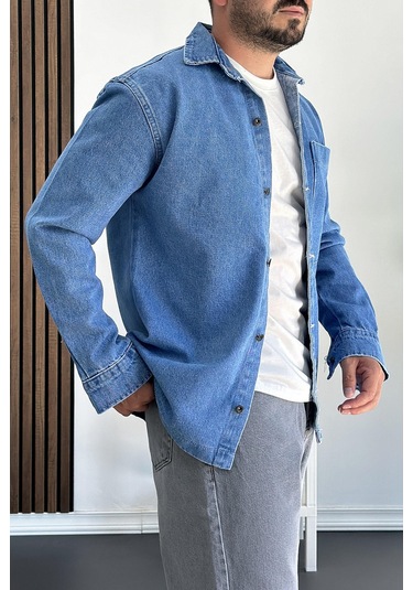 Erkek Büyük Cepli Gömlek Ceket Mavi Edw200 Mavi