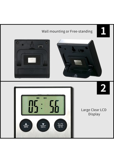 Dianziye Mutfak Ve Bbq İçin Gelişmiş Gıda Termometresi - Sondalı, Sayım Geri Sayımı Ve Alarm Özellikli, 0-250 C Aralığında Ölçüm Pil Dahil Değil