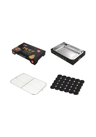 Dış Mekan Tek Kullanımlık Barbekü Sobası Kraft Kağıt + Paslanmaz Çelik Barbekü Izgara Yıkama Gerektirmeyen Bpa Içermez Fda Sertifikası Yok - Siyah Çok Renkli